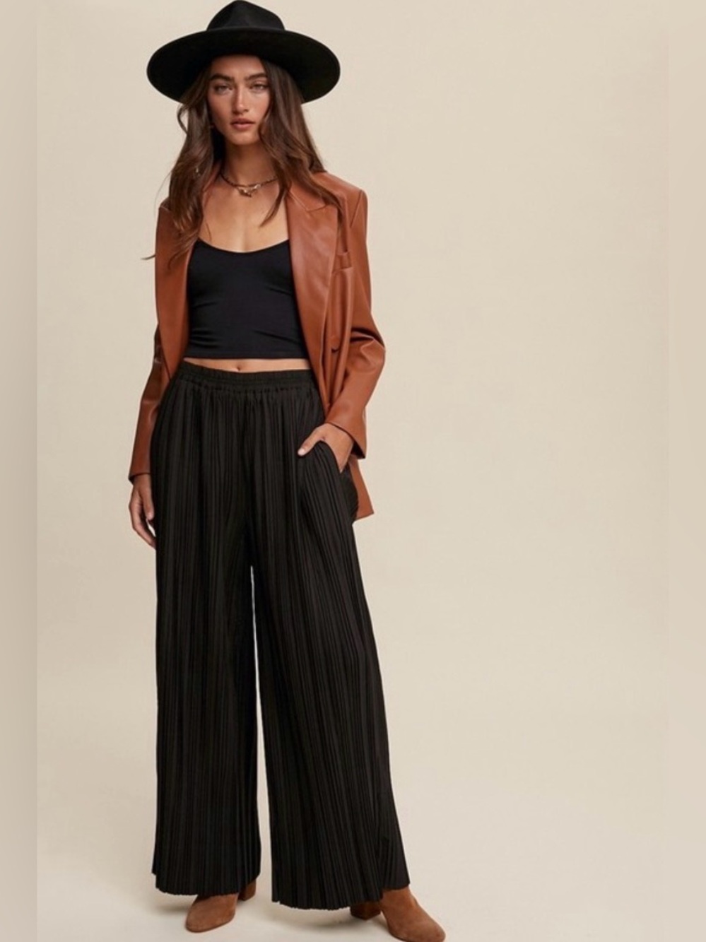 J by Joie Wide Leg Pleated Pants Black Size Large EUC